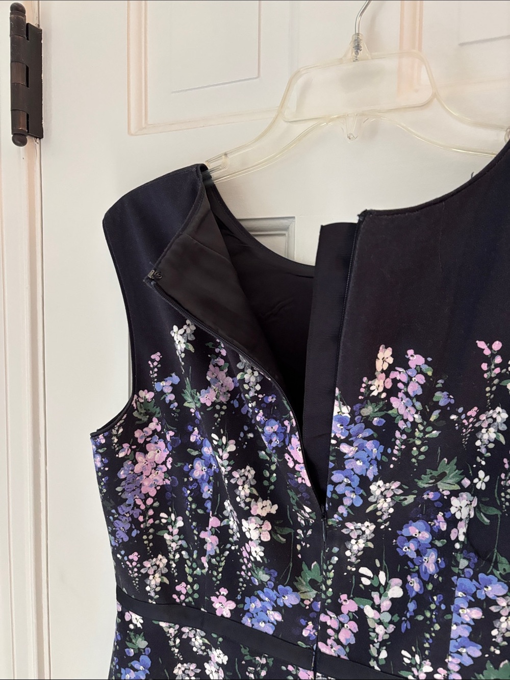 Hobbs of London Navy Floral Fit-and-Flare Sleeveless Dress - Picture 5 of 13